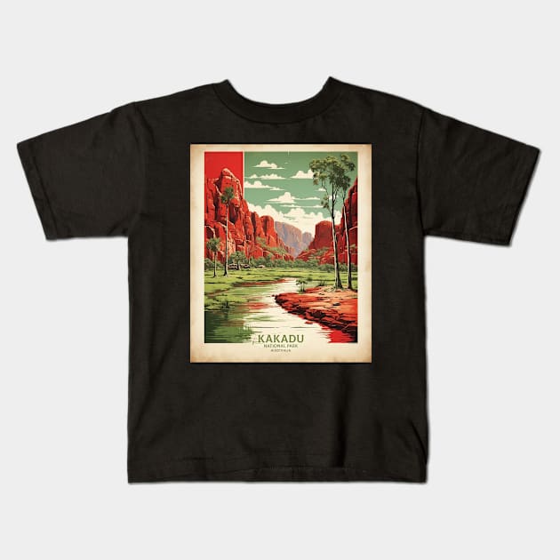 Kakadu National Park Australia Vintage Travel Poster Tourism Kids T-Shirt by TravelersGems